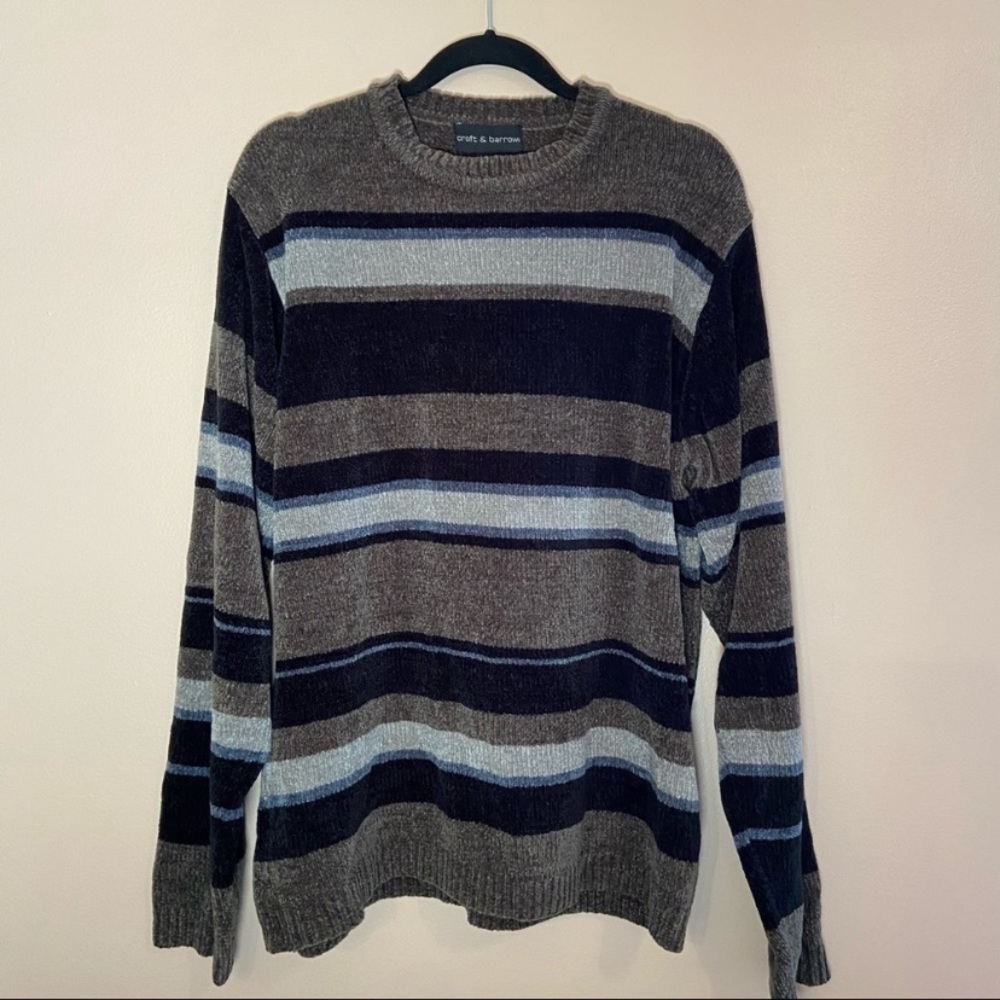 CROFT & BARROW BLUE & GRAY STRIPED SWEATER